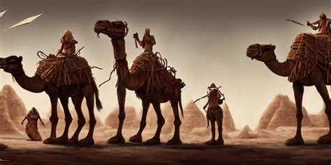 Bipedal Humanoid Camel Merchants In Town Square Stable Diffusion