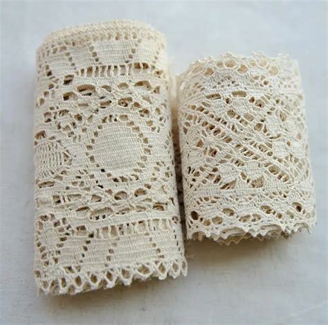 Meter Beige Wide Crocheted Lace Ribbon Thick Knitted Cotton Lace