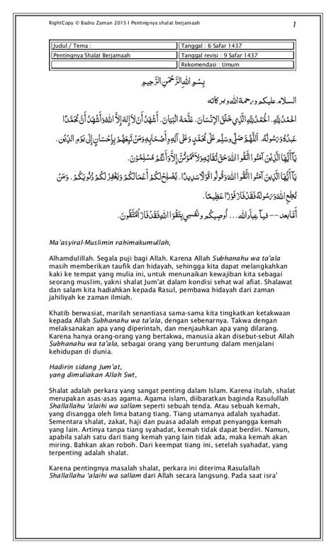 95 Contoh Naskah Khutbah Jumat Singkat