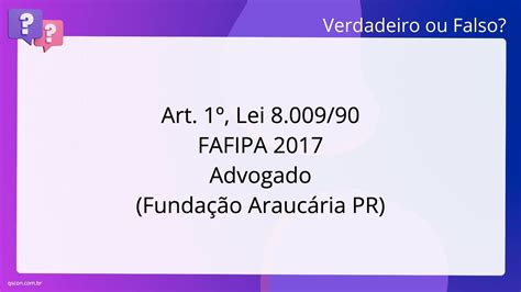 Qscon Direito Art Lei Fafipa Advogado Funda O