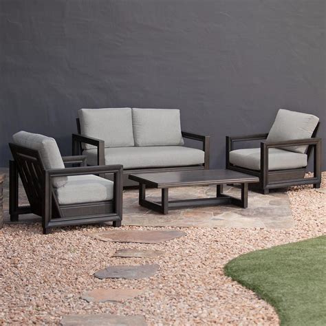 Royal Garden Russell Piece Aluminum Patio Conversation Set With Grey