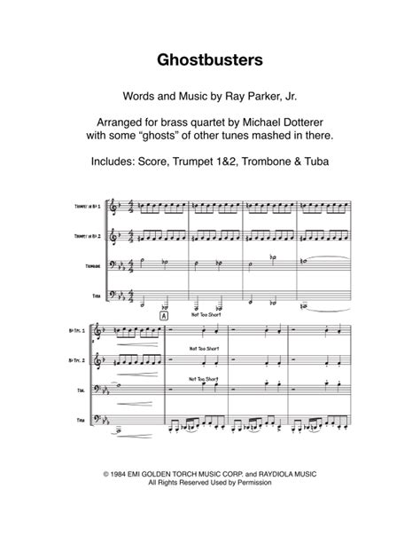 Ghostbusters Arr Michael Dotterer By Ray Parker Jr Sheet Music For Brass Ensemble At Sheet