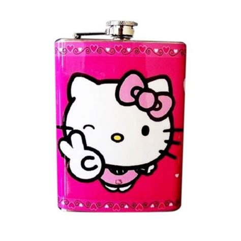 Hello Kitty Hip Flask Stainless Steel 8oz Screw Cap Liquor Whiskey Vodka F7 Wine Flask Flask