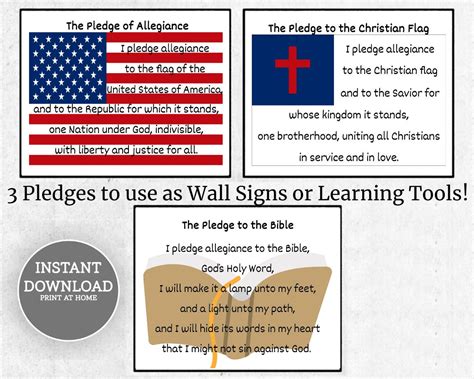 Pledge Of Allegiance Bundle Printable Pledge Of Allegiance Etsy