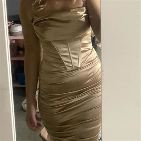 Stunning Gold Oh Polly Midi Dress Embellished Depop