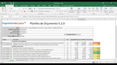 Planilha de Orçamento de Obras Versão 2 0 YouTube