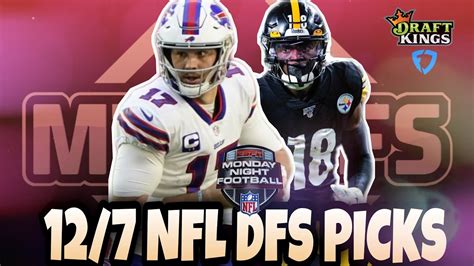 Nfl Week 13 Mnf Draftkings Picks Fanduel Picks 1272020 Youtube