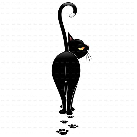 Disdainful Black Cat Cartoon Walking Away Vectors Graphicriver