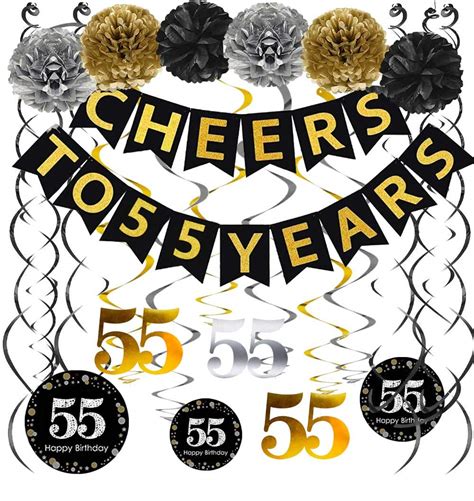 Buy Famoby 55th Birthday Party Decorations Set Gold Glittery Cheers To