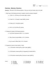 W Molarity1 ANSWERKEY Docx Name ANSWER KEY Date Period