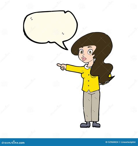 Cartoon Pretty Woman Pointing With Speech Bubble Stock Illustration