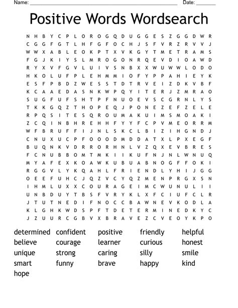 Positive Word Search Printable Pdf Word Search Maker
