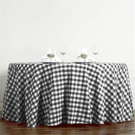 Buffalo Plaid Tablecloths 120 Round Whiteblack Checkered Gingham Polyester Tablecloth