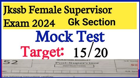 Jkssb Female Supervisor Mock Test Gk Section Full Length Target