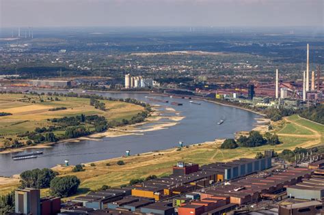 Luftbild Beeckerwerth Uferbereiche Mit Durch Niedrig Wasser Pegel