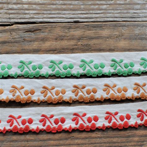 Colorful Assortment Embroidered Flower Trim Scalloped Edges Sewing