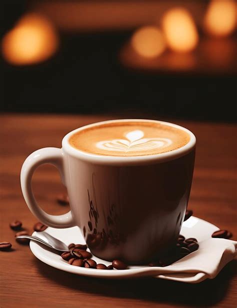 Premium AI Image Cup Of Coffee Latte With Heart Shape And Coffee