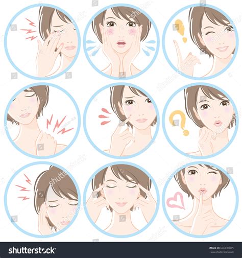 Various Facial Expressions Women Stock Vector (Royalty Free) 626833805 ...