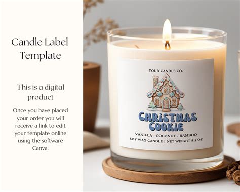 Christmas Candle Label Template Holidays Candle Label Retro Etsy