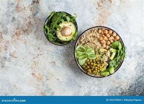 Healthy Vegetable Lunch From The Buddha Bowl With Quinoa Avocado Chickpeas Healthy Food Dish