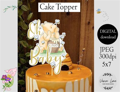 Cake Topper Classic Winnie The Pooh Baby Shower Oh Baby Etsy Canada