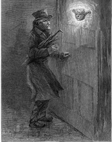 Scrooge Sees Marley S Face In The Door Knocker