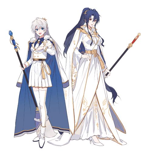 Two Anime Characters Dressed In White And Blue