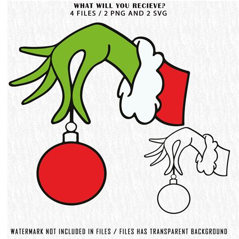 Grinch Hand Holding Ornament Svg Layered Item, Clipart, Cricut, Digital ...