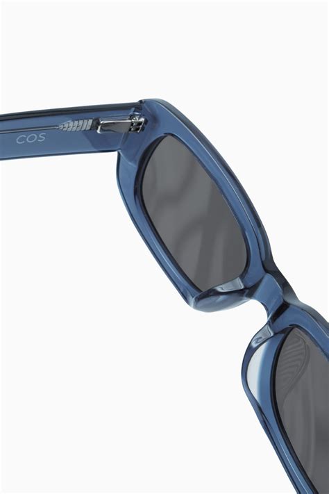 Rectangle Frame Acetate Sunglasses Blue Men Handm Gb