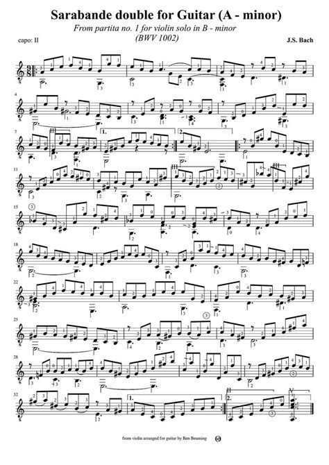 J S Bach Partita No 1 For Violin Solo BWV 1002 Sarabande Double