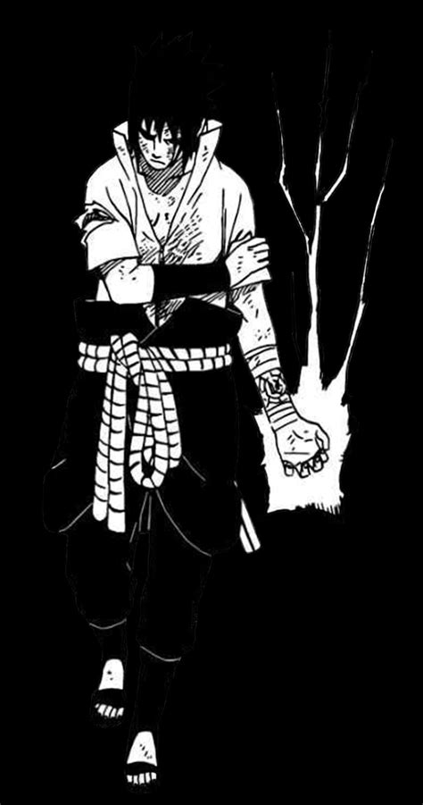 Download Sasuke Manga Black Sketch White Canvas Wallpaper | Wallpapers.com