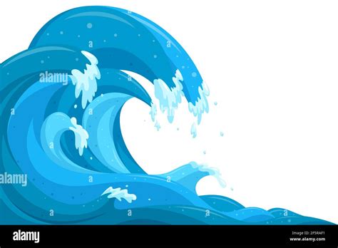 Tsunami Olas Fondo Inundan Las Olas Del Oc Ano En Estilo De Dibujos