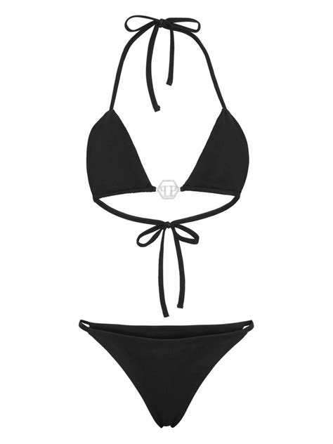 Philipp Plein Logo Plaque Triangle Bikini Set In White Lyst