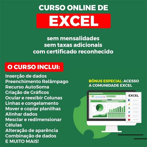 Curso Online de Excel Básico e Avançado Cursos Online EAD Livres e de