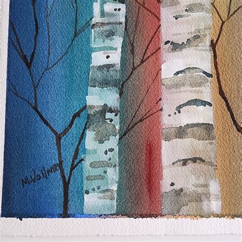 Vintage Abstract Trees Original Watercolor Painting Signed M Vollmer Framed Chairish