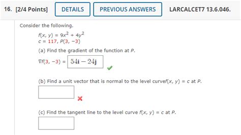 Solved Consider The Following F X Y 9x2 4y2c 117 P 3 −3