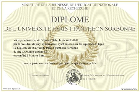 Diplome De L Universite Paris 1 Pantheon Sorbonne