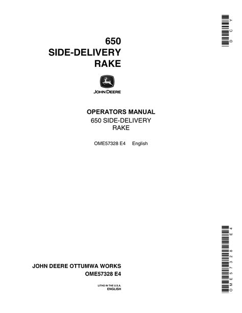 John Deere Side Delivery Rake Operator Manual Ome