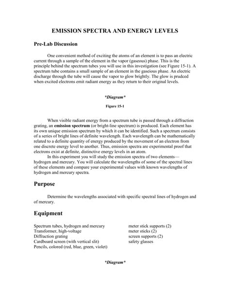 Emission Spectra And Energy Levels Worksheet Answers — Db