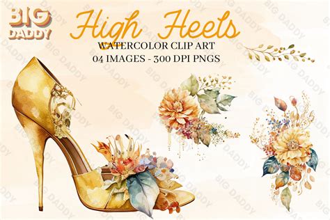 Flower High Heels Watercolor Clipart Graphic By Big Daddy · Creative