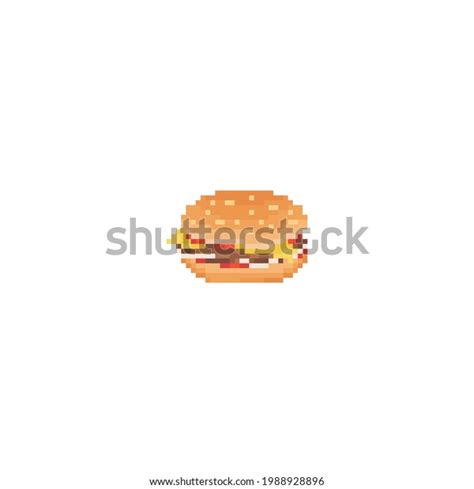 Pixel Art Burger Icon Vector Retro Stock Vector Royalty Free