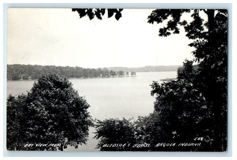 Bay View From Bledsoe S Beach Angola Indiana IN RPPC Photo Vintage