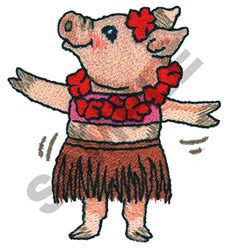 Pig Hula Embroidery Design Annthegran