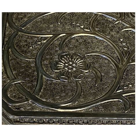 S Godinger Silver Plate Rectangle Floral Design Jewelry Box