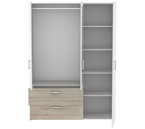 Armoire Portes Tiroirs L Cm Ready Imitation Ch Ne Et Blanc