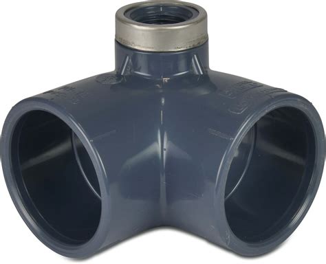 Elbow 90 With Side Outlet PVC U 50 Mm Glue Socket 16bar 1 2 Grey