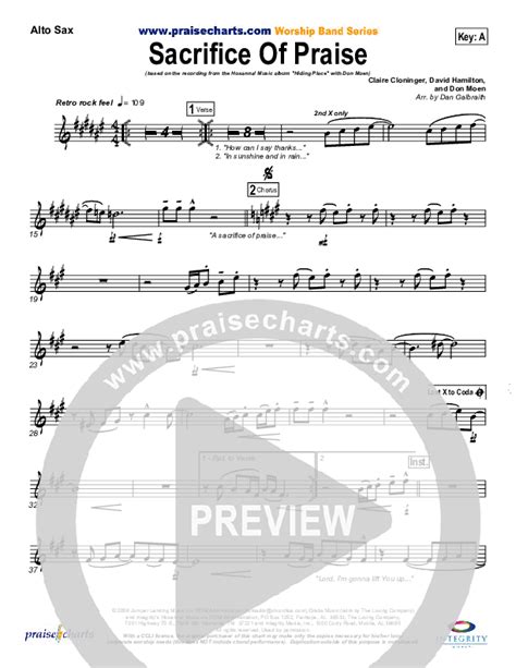 Sacrifice Of Praise Alto Sax Sheet Music Pdf Don Moen Praisecharts