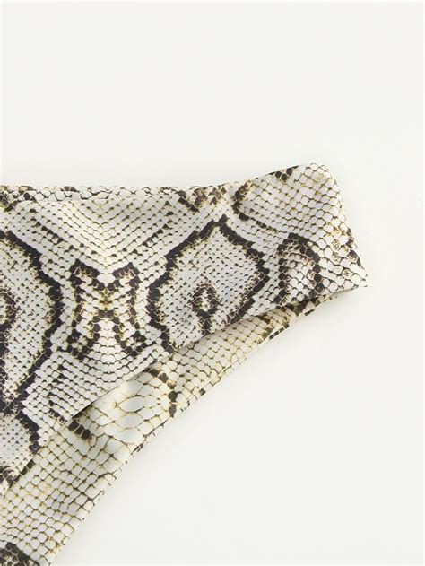 Dame Bandeau Bikini Stropl S Badedragt Med Slangeskind Med Tryk Bund Damemode Badet J