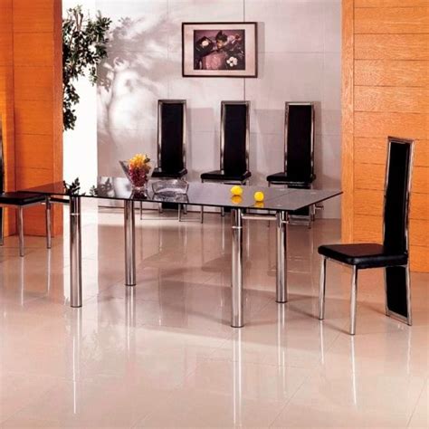 Alicia Glass Extending Dining Table In Clear With 6 G601