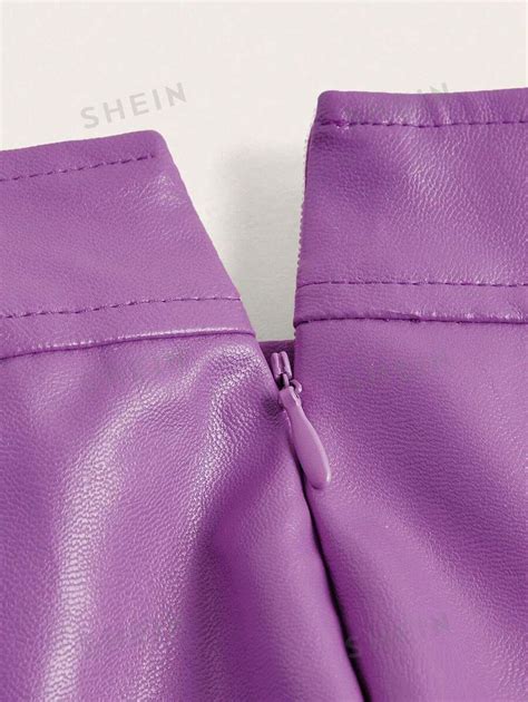 Shein Icon Solid Pu Leather Pleated Skirt Shein Uk